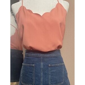 J. CREW Scalloped Cami Tank Top Blouse Adjustable Straps Salmon Size 6